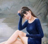 著名青年油畫家朱藝林 布面油畫 《江山美人》