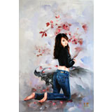 著名青年油畫家朱藝林 布面油畫 《花季少女》（詢價(jià)）