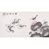 【已售】安徽美協(xié)何華賢 三尺《戲水圖》