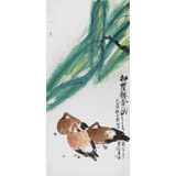 國(guó)家一級(jí)美術(shù)師王永剛 四尺手指畫(huà)《柳蔭棲禽圖》(詢價(jià))