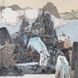 吉林著名山水畫家 張勇 四尺斗方《碧水流春》