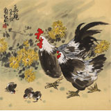 【已售】劉紀(jì)四尺斗方花鳥畫《一家親》