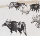 王向陽 四尺國畫《短笛橫吹隔隴聞》 中國美術(shù)家協(xié)會會員（詢價）