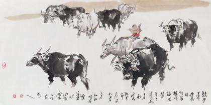 王向陽 四尺國畫《短笛橫吹隔隴聞》 中國美術(shù)家協(xié)會會員（詢價）