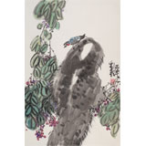 劉紀(jì) 四尺三開《花蔭低語》 中國(guó)畫大家 真跡收藏（詢價(jià)）