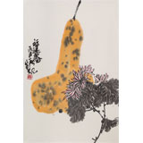 劉紀(jì) 四尺三開《福祿壽》 中國(guó)畫大家 真跡收藏（詢價(jià)）