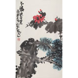 劉紀(jì) 四尺三開《山茶花開》 中國(guó)畫大家 真跡收藏（詢價(jià)）