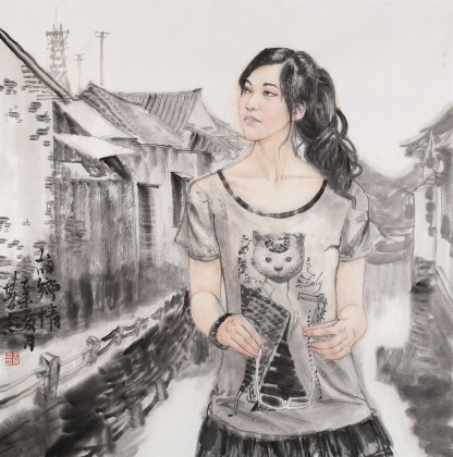 王其志四尺斗方《故鄉(xiāng)情》 中美協(xié)會(huì)員 江蘇贛榆美協(xié)副主席