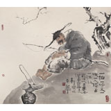 【已售】郭廷 四尺斗方《一人獨(dú)占一江秋》 當(dāng)代獨(dú)具特色的水墨人物名家（詢價(jià)）