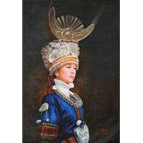 著名青年油畫(huà)家朱藝林 布面油畫(huà) 《苗族少女》