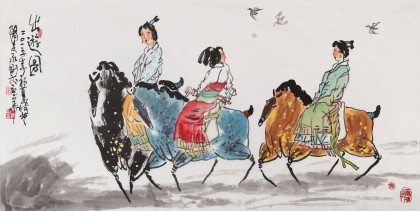 國家一級美術(shù)師王永剛 四尺《出游圖》(詢價(jià))