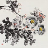 王寶欽 精品四尺斗方水墨牡丹圖《清香》當(dāng)代花鳥牡丹畫名家（詢價(jià)）