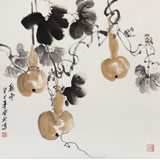 王寶欽 四尺斗方葫蘆《秋實》當代花鳥牡丹畫名家（詢價）