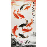 【已售】名家周升達參展六尺九魚圖《年年有余》（詢價）