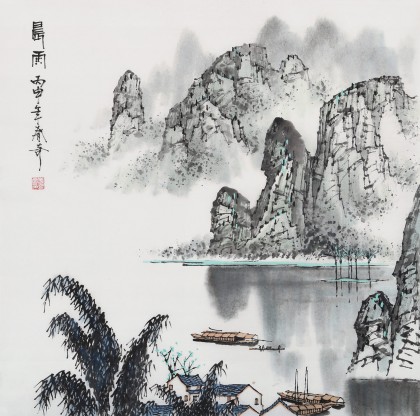 【已售】北京美協(xié)張春奇 四尺斗方《晨雨》（詢價(jià)）