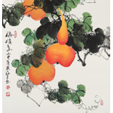 黃藝三尺斗方招財辟邪葫蘆畫《福祿圖》