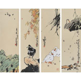 國(guó)家一級(jí)美術(shù)師王永剛 手指畫(huà)《花鳥(niǎo)四條屏》(詢(xún)價(jià))