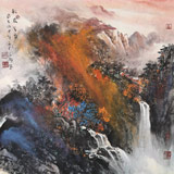 諸葛立軒 四尺斗方《秋泉?dú)庀恪?廣西美協(xié)會員