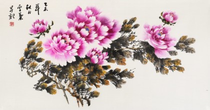 安徽美協(xié)何華賢 三尺《國色天香》