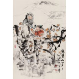 楊西沐 四尺三開《親情》 中國美術(shù)家協(xié)會(huì)會(huì)員（詢價(jià)）