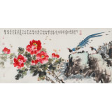 曲逸之 四尺《花開富貴》  河南省著名花鳥畫家