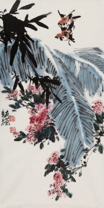 鄒友蒸 《雙雀鳴春》1991年 已故山野派繪畫大家