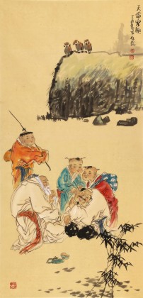 【已售】南海禪寺 妙林居士 四尺《天倫樂趣》