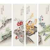 凌雪 四條屏《四季花鳥》 北京美協(xié)會員