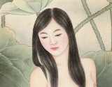 劉金前 三尺《夏日荷塘》 著名仕女畫(huà)家