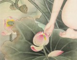 劉金前 三尺《夏日荷塘》 著名仕女畫(huà)家