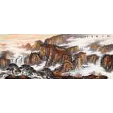 張慧仁 小八尺《秋山觀瀑圖》 廣西山水畫家協(xié)會(huì)常務(wù)理事