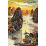 申凌翔 四尺三開(kāi)《江山秋霞圖》 廣西山水畫(huà)名家