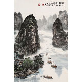 申凌翔 四尺三開(kāi)《家住漓江云水間 》 廣西山水畫(huà)名家