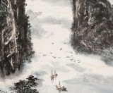 申凌翔 四尺三開《家住漓江云水間 》 廣西山水畫名家