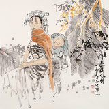 楊西沐 四尺斗方《邊鎮(zhèn)風(fēng)情》 中國美術(shù)家協(xié)會會員（詢價(jià)）