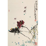 王永剛 四尺三開(kāi)手指畫(huà)《池塘清趣》 國(guó)家一級(jí)美術(shù)師（詢(xún)價(jià)）