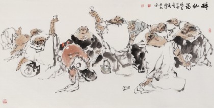 楊西沐 四尺《醉仙圖》中國美術(shù)家協(xié)會會員（詢價）