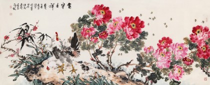 【已售】曲逸之 小八尺《富貴吉祥》 河南省著名花鳥(niǎo)畫(huà)家