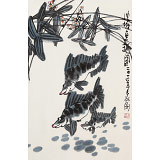 【已售】王永剛 四尺三開《池塘魚趣圖》 國家一級美術師（詢價）