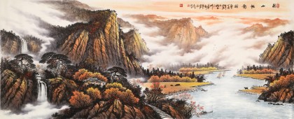 張慧仁 小八尺《秋山帆影圖》 廣西山水畫(huà)家協(xié)會(huì)常務(wù)理事