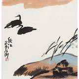 【已售】王永剛 三尺斗方《秋江》 國家一級美術師