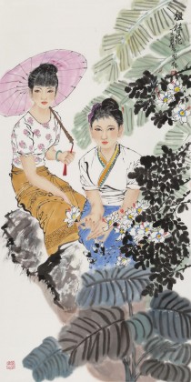 南海禪寺 妙林居士 四尺《姐妹花》