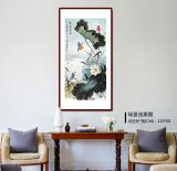 【已售】孫浩群《碧荷翠羽》 八十歲學(xué)院派繪畫名家（詢價(jià)）