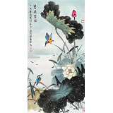 【已售】孫浩群《碧荷翠羽》 八十歲學(xué)院派繪畫名家（詢價）