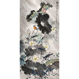 孫浩群 《碧荷翠羽》 八十歲學(xué)院派繪畫(huà)名家（詢(xún)價(jià)）