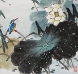 【已售】孫浩群《碧荷翠羽》 八十歲學(xué)院派繪畫名家（詢價(jià)）