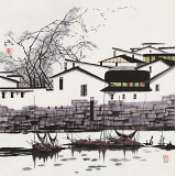 【已售】苗雨 四尺斗方《水鄉(xiāng)情思》 遼寧工美教授 師從吳冠中