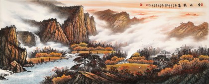 張慧仁 小八尺《金秋鶴舞》 廣西山水畫家協(xié)會常務理事