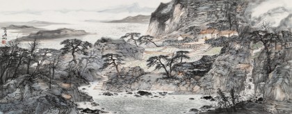 管旺林 小六尺《山居圖》 中美協(xié)會(huì)員