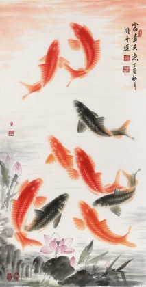 【已售】周升達 四尺《富貴久魚》 中國畫院國畫組長（詢價）